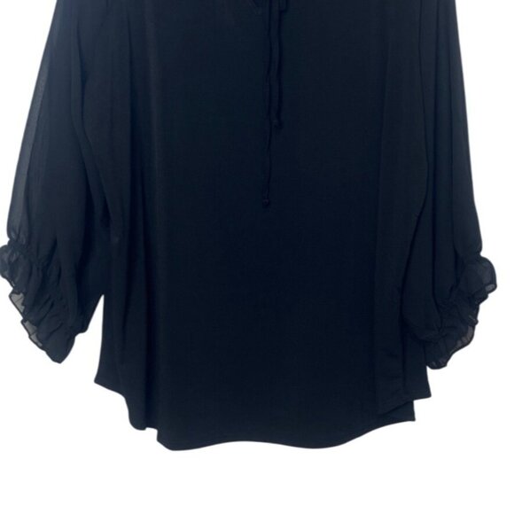 Notations Blouse Shirt Woman 1X Black Ruffle Trim New WOT - Picture 4 of 7